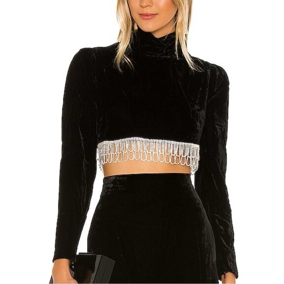 Camila Coelho Aliah Cropped Top in Black Size S - Picture 1 of 13